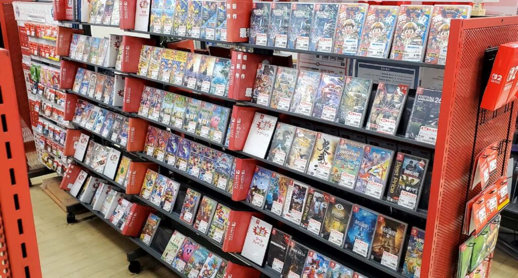 A Nintendo stand in a Japanese store.