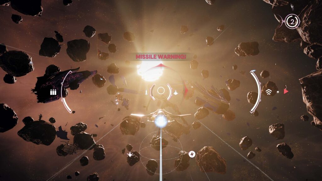 A Rogue Eclipse screenshot, a spaceship is fighting in space