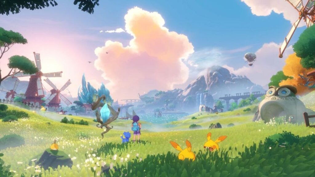 Roco Kingdom screenshot showing a vast open world with cute critters