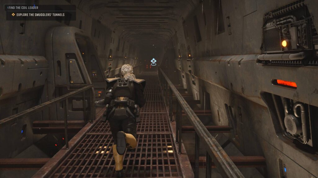 A screenshot from Star Wars Zero Company. Hawks is running from a third-person perspective.