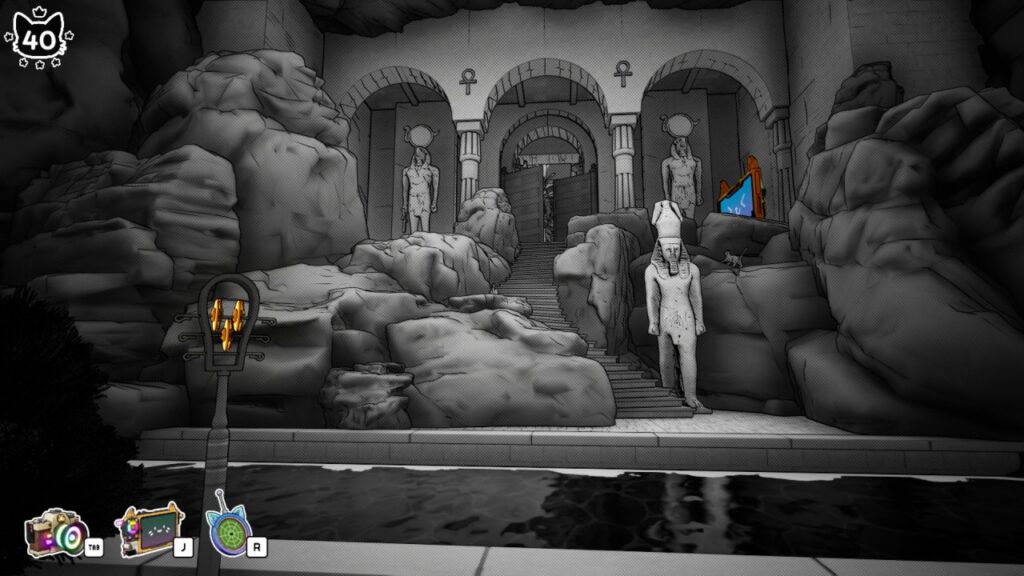 A screenshot from the game shows an Egyptian landscape.