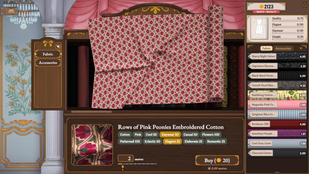 A screenshot from the game. It's textiles.