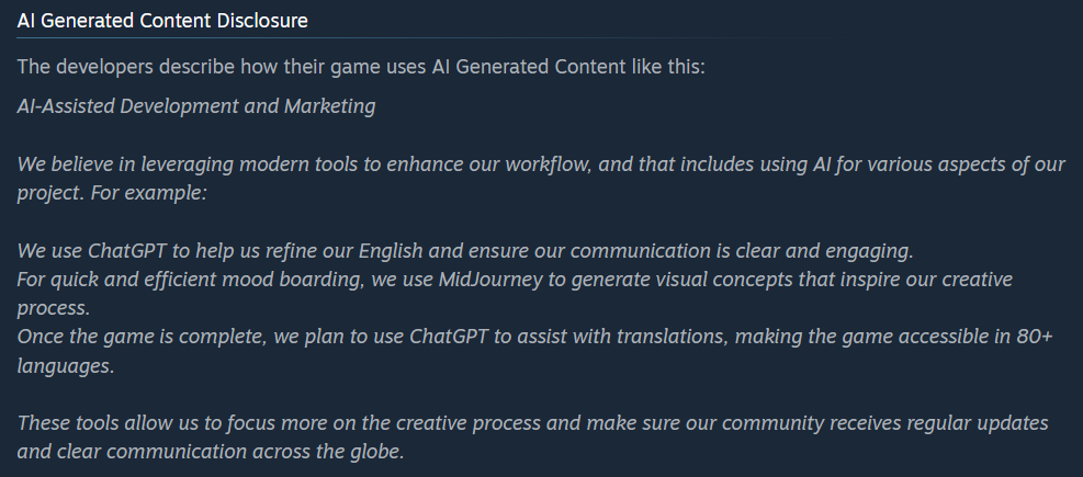 A disclosure from Steam