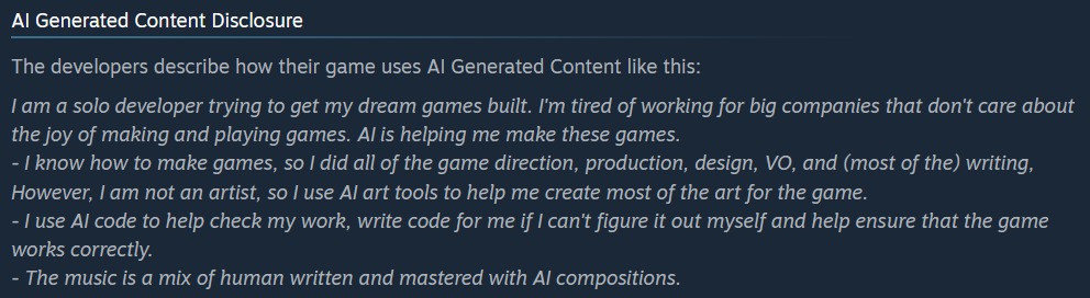 A disclosure from Steam