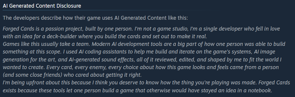 An AI content disclosure