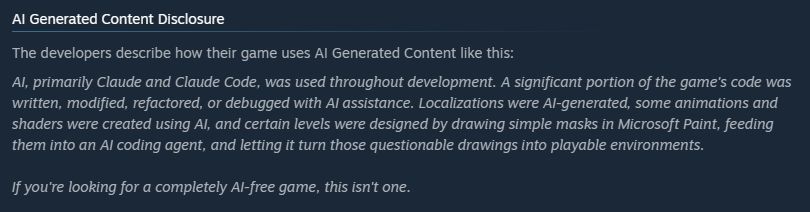 A disclosure from Steam